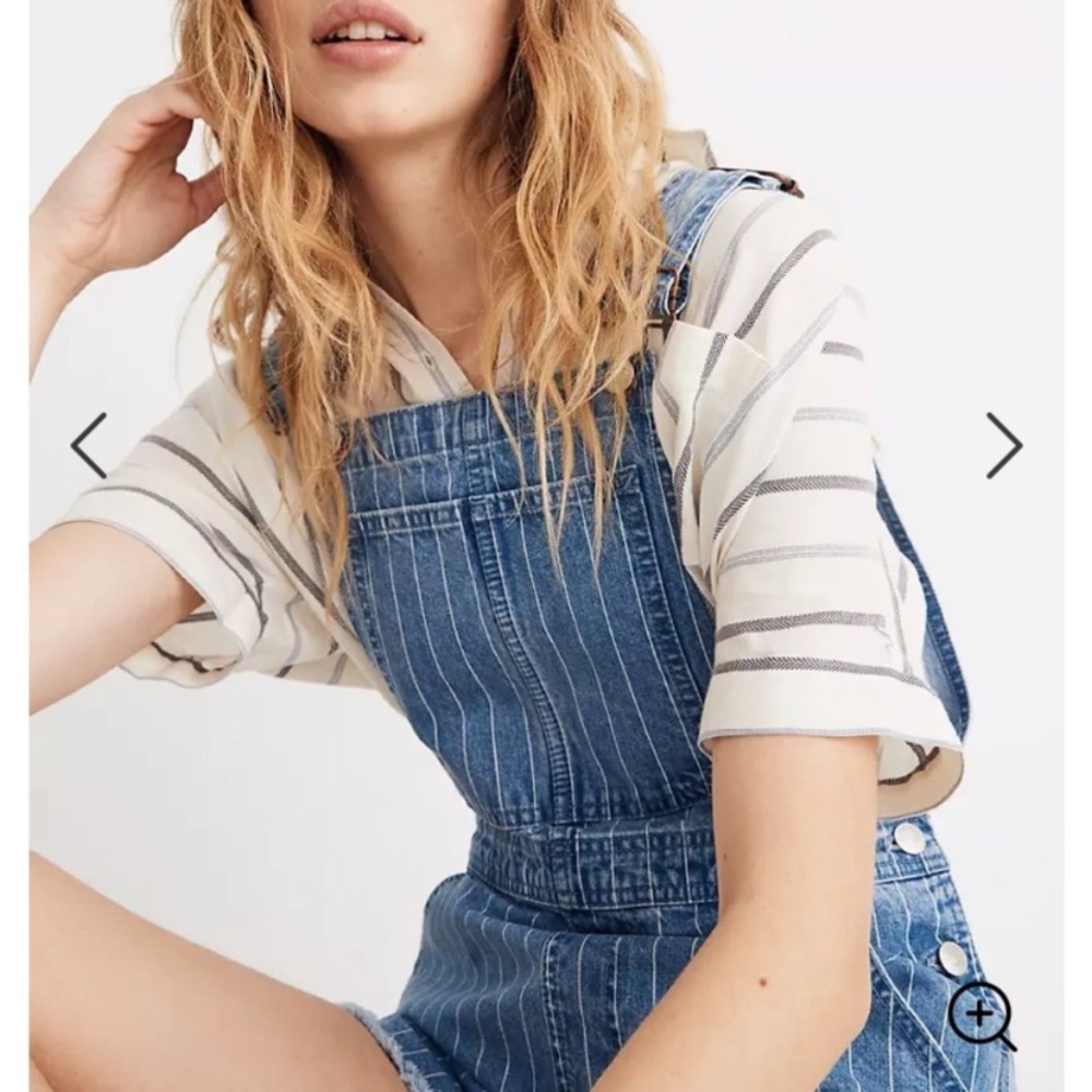 Madewell Pinyon Short Overalls in Pinstripes - Picture 4 of 6